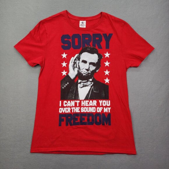 Spirit of America Abe Lincoln T Shirt Men's Medium Red Sound of Freedom Top - Picture 1 of 9
